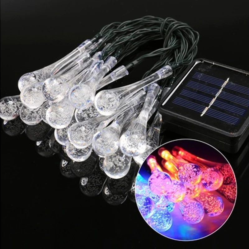 Гирлянда на солнечных батареях, 30LED, капли воды, для дома, Рождественская вечеринка, Декор, фея