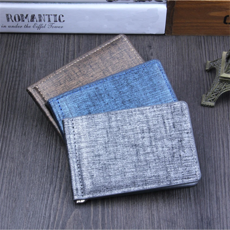 

Famous ID Credit Card Visiting Cards Wallet New Magic Male Money Clips Luxury Brand Men Bifold Business PU Leather Wallet