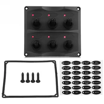

6P 12/24V Car Boat RV Yacht On/Off Toggle Switch Panel with LED Light Indicator Waterproof Toggle Switch Panel