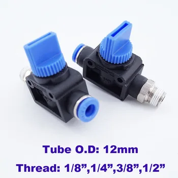 

10pcs a lot HVSF HVFS pneumatic hand switch valve port PT 1/8 1/4 3/8 1/2 12mm pu hose fitting quick hose connector switching