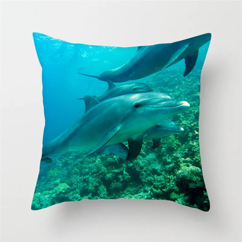 Fuwatacchi, милый Дельфин, наволочки для дивана, домашнего стула, декоративная морская Подушка-рыба, новинка, квадратная наволочка - Цвет: PC05824
