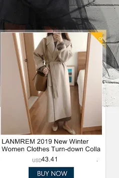 LANMREM осеннее и зимнее шерстяное пальто женское однотонное длинное пальто с положительным и отрицательным разрезом Свободное пальто с лацканами 19B-a559