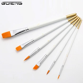 

6Pcs/set Watercolor Gouache Painting Pen Nylon Hair Painting Brush Wooden Handle Oil Art Supplies For Kids DIY Tool