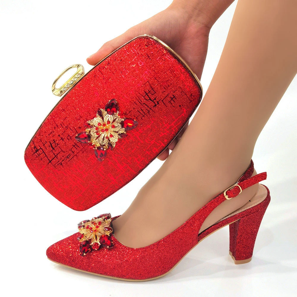 2022 Italian Design Pointed Rhinestone Summer Sandals Luxury Designer Shoes  For Women Banquet High Heels Shoes And Bag Set - Pumps - AliExpress