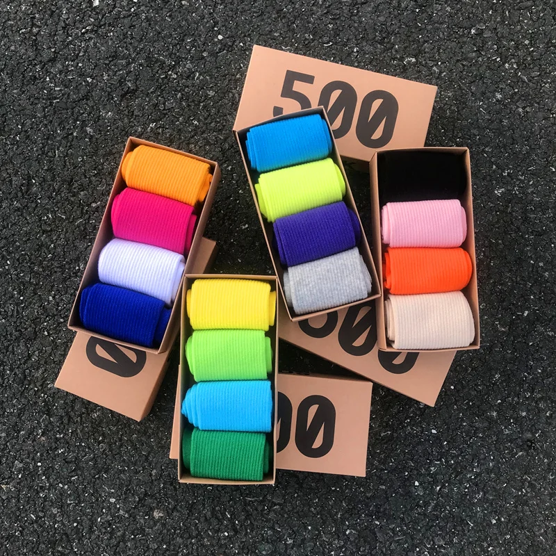 

New Women’s Socks Candy Colors Sweat Breathable Sock High Quality Cotton Girl Socks Boxed 4 pairs/lot