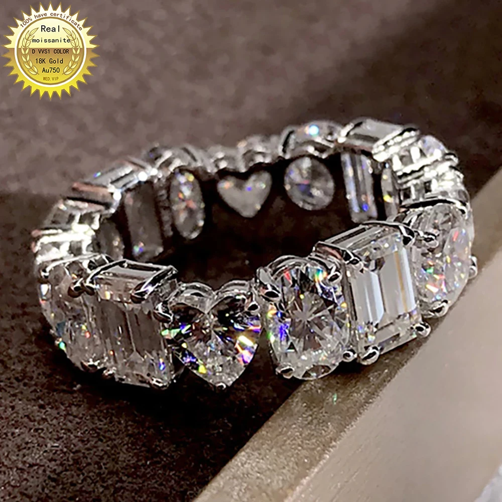 

18K Au750 женское кольцо из белого золота DVVS Муассанит Бриллианты круглое овальное сердце изумруд обручальное кольцо для свадебной вечеринки