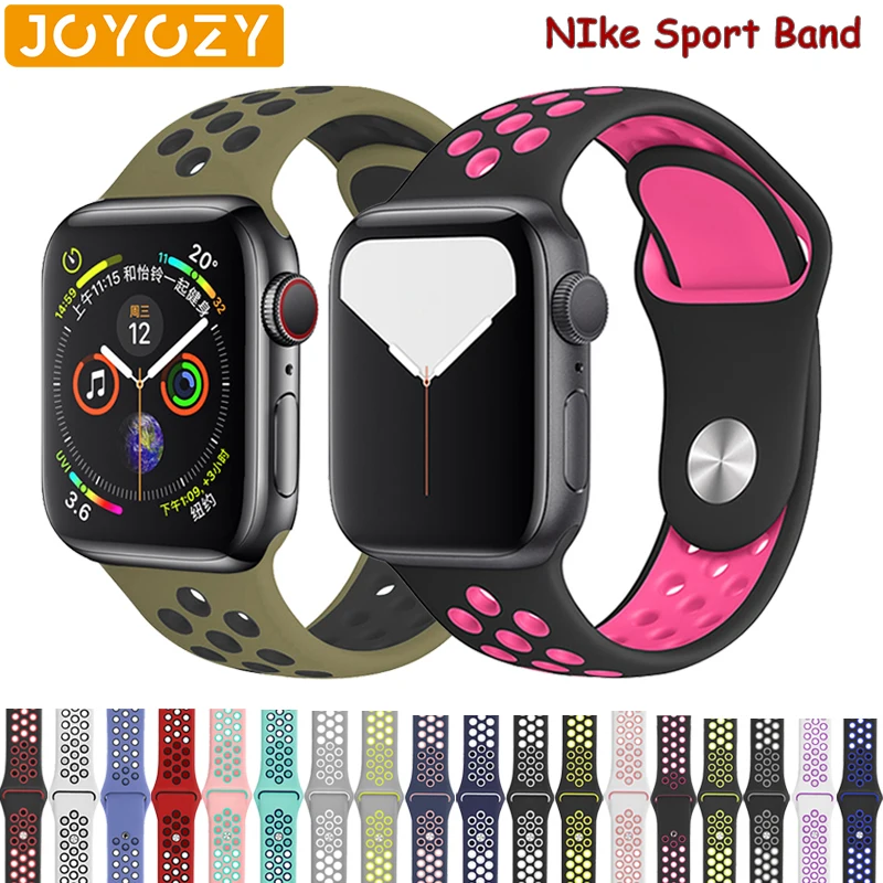 Joyozy Новый дышащий силиконовый спортивный ремешок для Apple watch 44 мм 40 iWatch 42 38 5 4 3 2