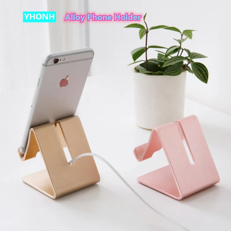 

YHONH Alloy Universal Holder iron Metal Anti-slip Cell Phone Holders Desktop Desk Mount Phone Stand for iPhone Smartphone Tablet