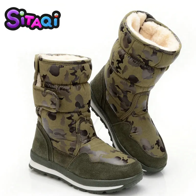 

Boys Boots Camouflage Winter Style Full Plus Size 27 To 41 Snow Boot Antiskid Sole Children Warm Thick Fur Kids Boots JSH-M904