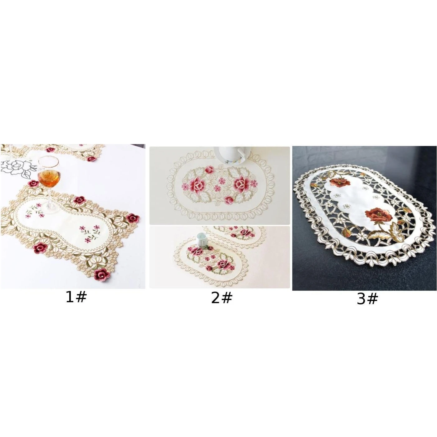 1pcs Floral Lace Tablecloth Satin Embroidered Table Cover Dining Banquet Decors