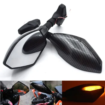 

Black Motorcycle Front Back LED Turn Signal Integrated Mirrors For Kawasaki Ninja 300R 300 EX300 250 250R EX250 ER6F ER-6N