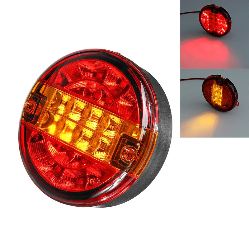 

12V 24V LED Tail Light Rear Brake Light Turn Signal Lamp Round Hamburger Lamps For Lorry Truck Van Trailer