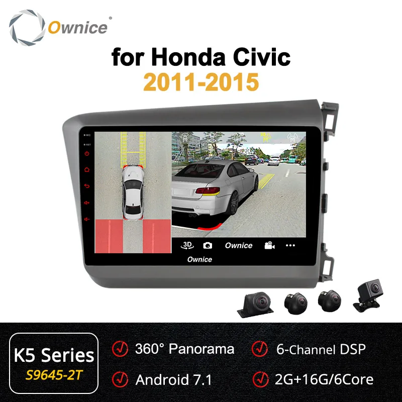 S9645-2 K5 Ownice k3 k5 k6 Android9.0 Octa 8 Core 4G 360 панорамы для HONDA CIVIC 2011 2012 2013 автомобильный проигрыватель с радио и GPS 4G+ 64G DSP SPDIF - Цвет: S9645-2 K5