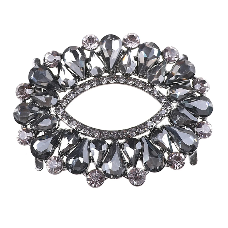 Серый Gray White Color Rhinestone Metal Shoes Buckle Women Elegant Bridal Shoe Clips Fashion Shoes Decor Accessories 1 Pc - Цвет: Серый