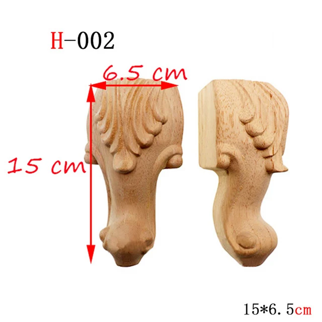 1pcs Furniture With Solid Wood Legs Carving Flower Sofa Seat TV Cabinet Feet, No Paint Drop Ship，Furniture Feet Replace H-002 15x6.5cm