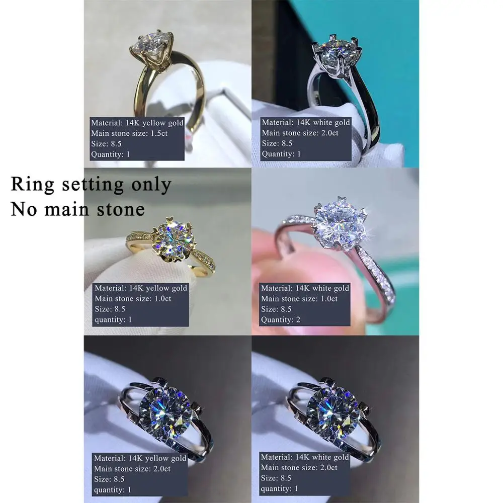 

Custom made 14K gold moissanite ring holder ring setting without center stone total 7pcs ring