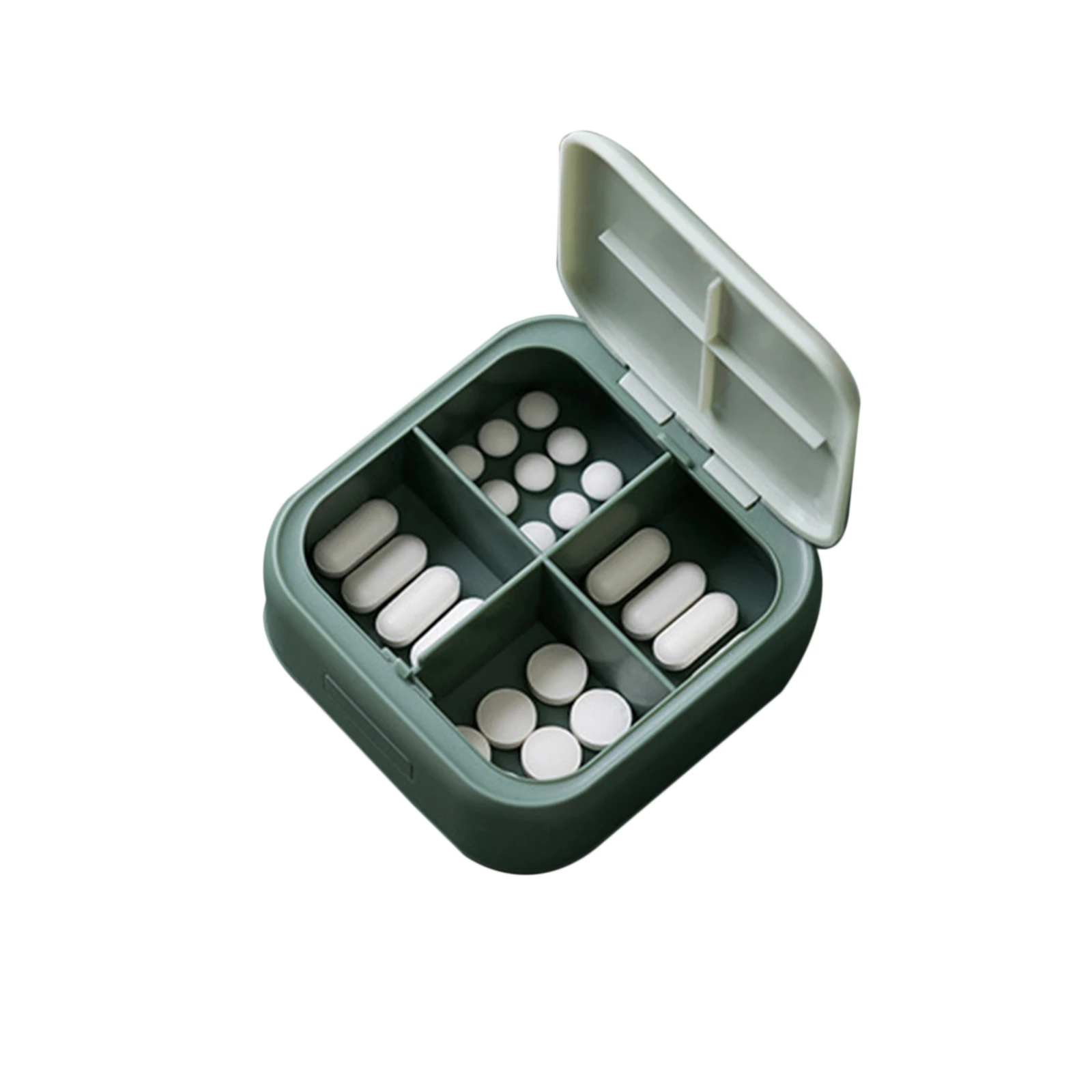 

AA Pill Holder, Mini Tablet Box, 4-Room Portable Lightweight Travel Outside Case Decorative Top Handle Box