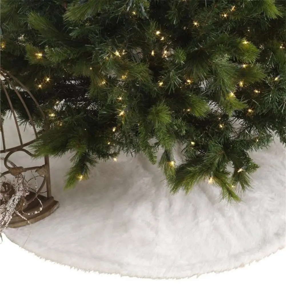 New 78cm Christmas Long Plush Tree Skirt Base Floor Mat Cover XMAS Party Decor 