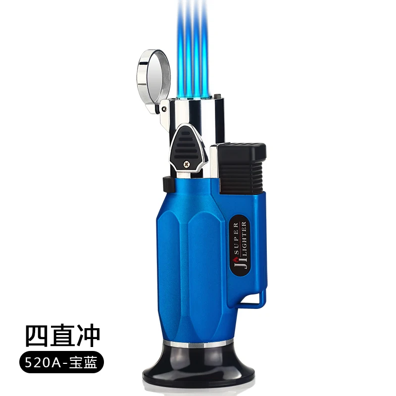 4 Turbo Blue Барбекю газовая зажигалка турбо Зажигалки Курительные аксессуары три фонарь Зажигалка сигары сигареты Зажигалка гаджеты для мужчин инструменты для улицы - Цвет: 4 Turbo Blue