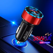 Олаф 30 Вт QC 3,0 быстрое USB Автомобильное зарядное устройство для iPhone X 8 7 samsung S10 Xiaomi Quick Charge 3,0 5 в 3 А двойной USB светодиодный дисплей автомобильное зарядное устройство