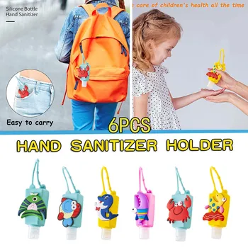 

6PC Cartoon Disinfectant Water-Free Hand Sanitizer Silicone Cover Keychain Wristband Hand Dispenser Hand Sanitizer Dispensing #M