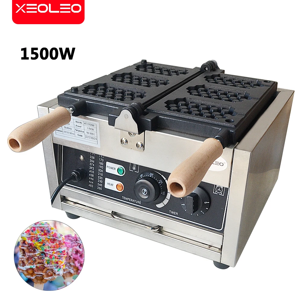 

XEOLEO 1400W Commercial Electric Waffle Maker 3 Grids Waffle Machine Waffle Furnace Learn Cake Shape Waffle Making Machine