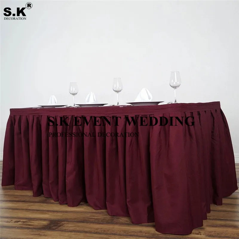 3 Meter Sold Pleated Polyester Table Skirt Rectangular Tablecloth Skirting For Banquet Wedding Party Event Decoration