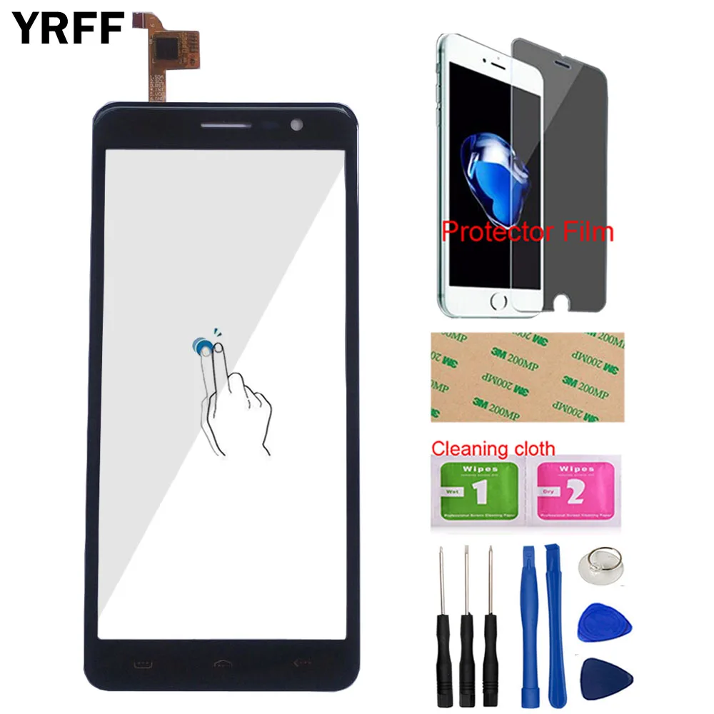 Сенсорный экран для телефона для HOMTOM S12, сенсорный экран, дигитайзер, панель, переднее стекло, сенсорная панель, сменные инструменты, защитная пленка - Цвет: Black With Tools