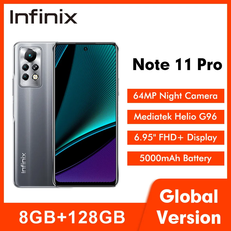 Смартфон Infinix Note 11 Pro 8 + 128 ГБ 6 95 '' Helio G96 120 Гц 64 мп 33 Вт аккумулятор 5000 | Мобильные