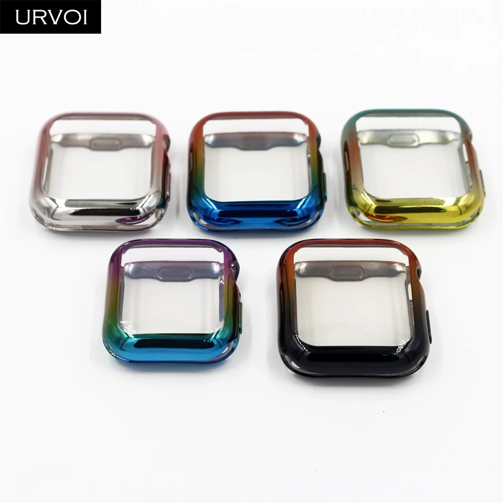 URVOI полное покрытие для Apple Watch series 5 4 3 2 градиентные цвета TPU мягкий чехол с рамкой с передней пленкой для iWatch защита экрана
