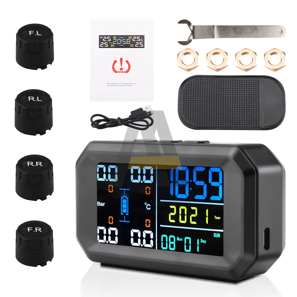 Автомобильная система контроля давления в шинах TPMS зарядка от солнечной энергии