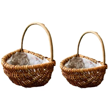 

Willow Rattan Wall Hanging Flower Basket Hand-Woven Flower Basket Multi-Functional Storage Decorative Flower Pot Craft