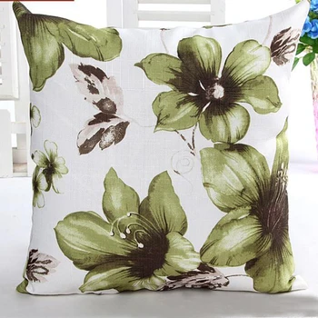 

Flower Print Linen Throw Pillow Cushion Cover 45*45cm Home Decoration Sofa Office Bed Seat Car Decor Pillowcase Sofa Decorative