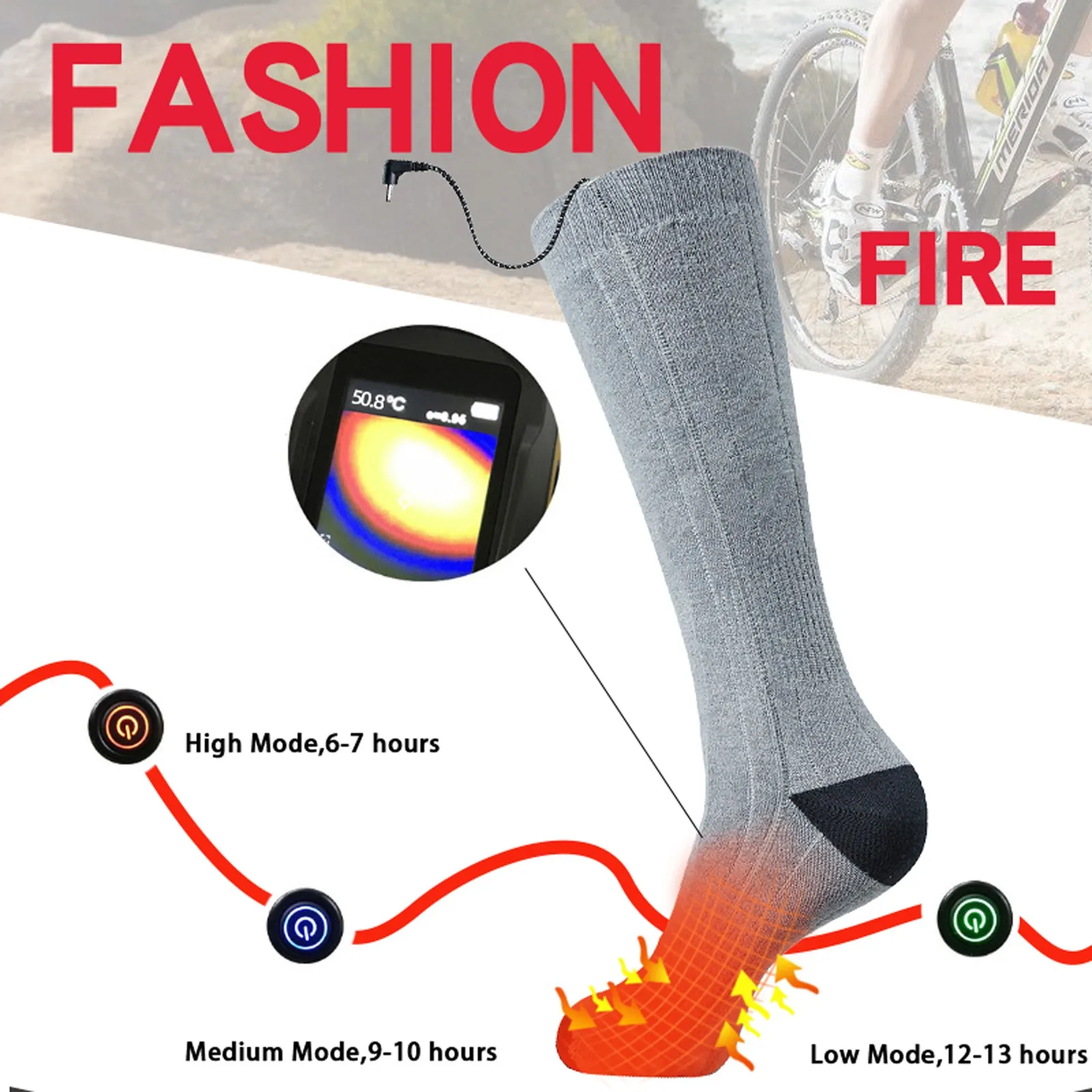 Heating Sock Three Modes Elastic Comfortable Resistant Electric Warm Sock Set Rechargeable Heated Socks For Men Women#G30