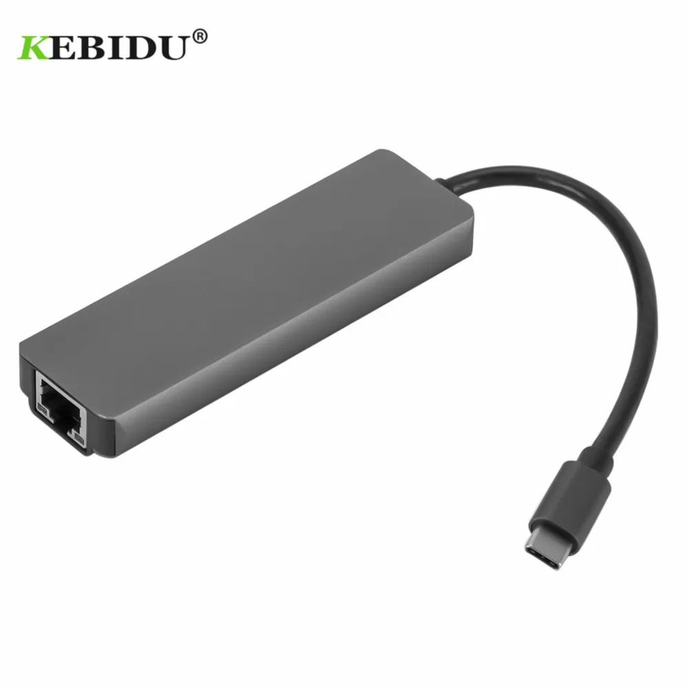 

KEBIDU USB Type C Hub Hdmi 4K USB C Hub to Gigabit Ethernet Rj45 Lan Adapter 5 in 1 for Mac book Pro Thunderbolt 3 USB-C Charger