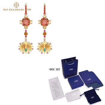 

Fashion SWA New Lucky Goddess Shell Pierced Earrings Gold Exquisite Shell Pattern Decoration Female All-Match Jewelry Gift