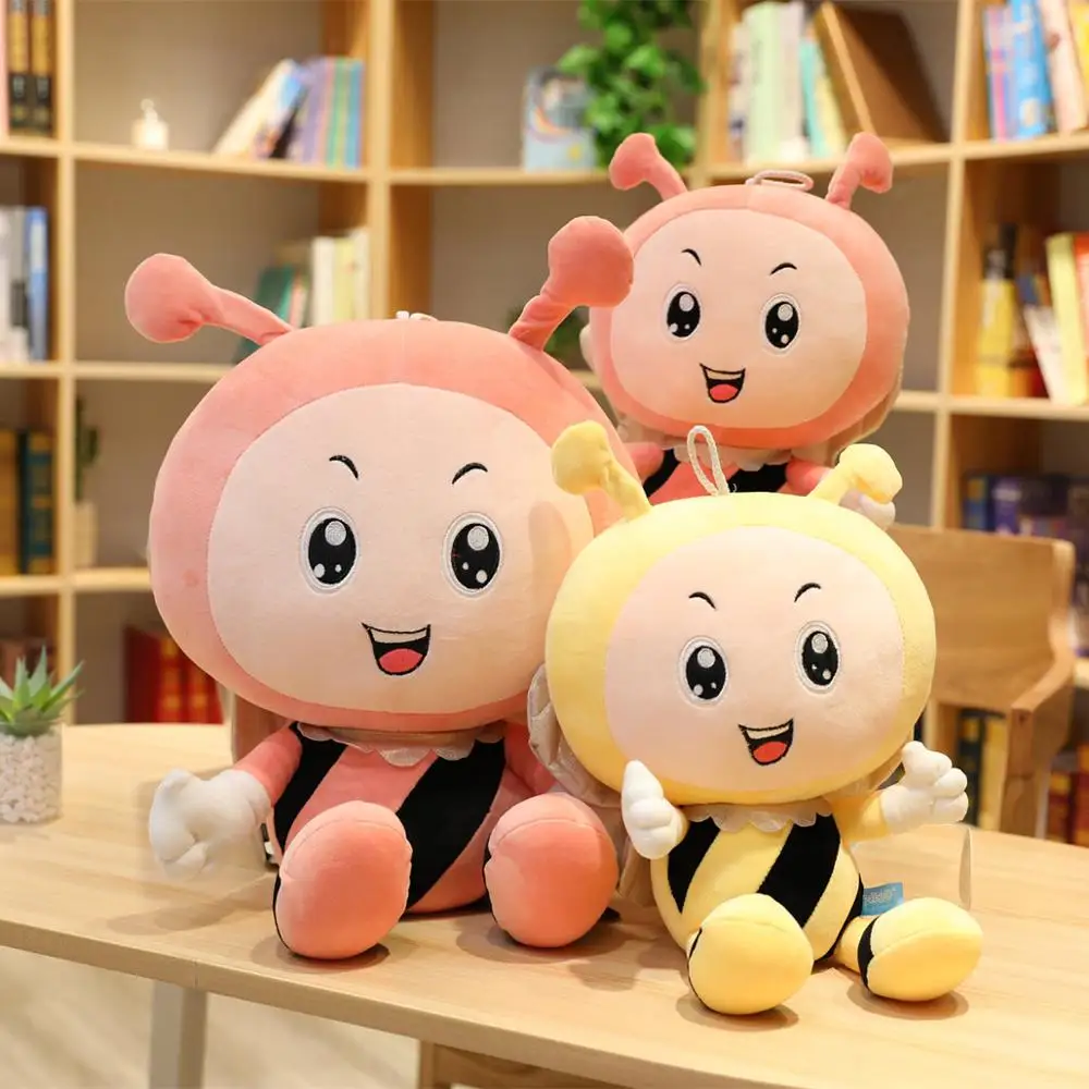 Цена 45 60 80 см Kawaii большие глаза Мёд Ангел плюшевая игрушечная пчела костюм пчелы, с крыльями, мягкая плюшевая игрушка, детские, для малышей успока...