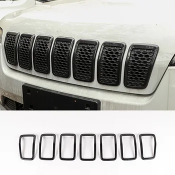 

CITALL 7Pcs Car Black ABS Front Grille Cover Trim Ring Decoration Moulding Fit for Jeep Cherokee 2019