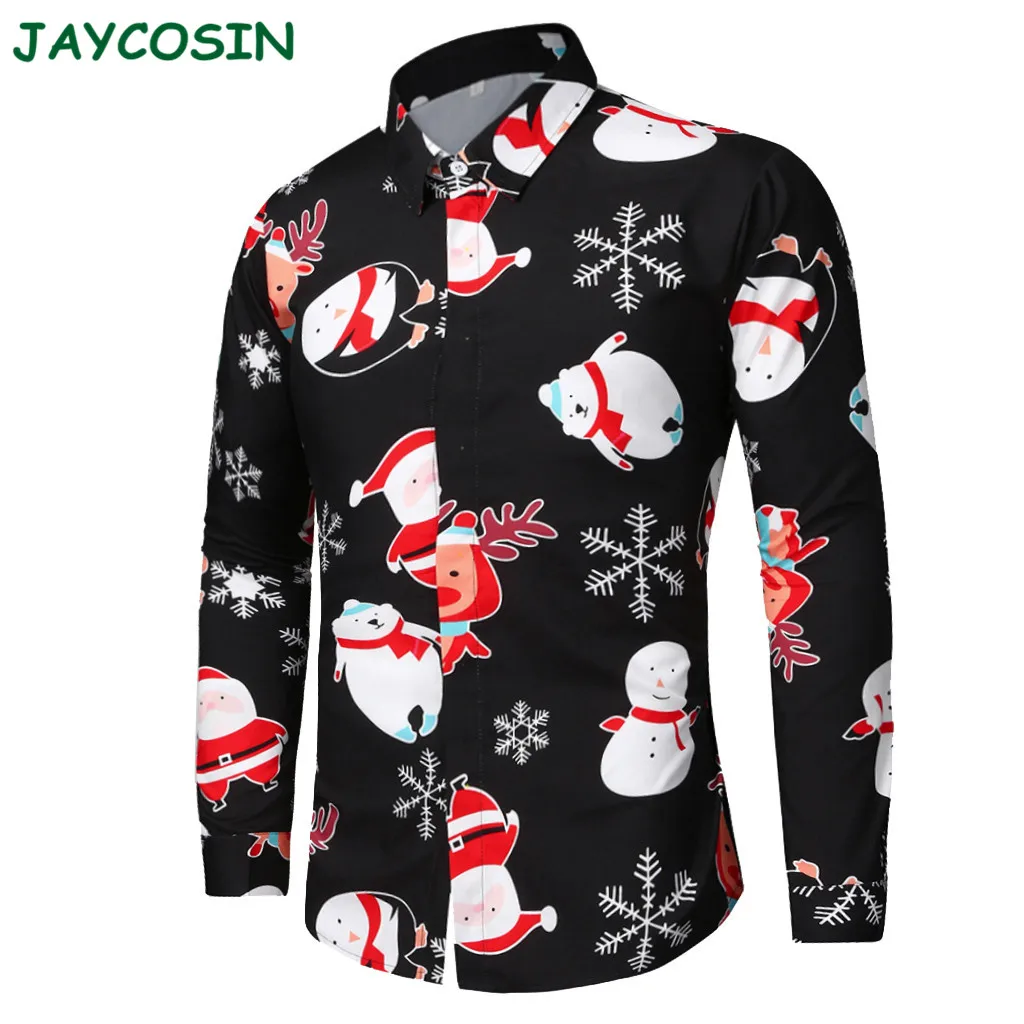 JAYCOSIN, Рождественская Мужская одежда, рубашка с принтом конфет, мужской модный блейзер с длинным рукавом, Homme, уличная одежда для мужчин, Осень-зима 1127
