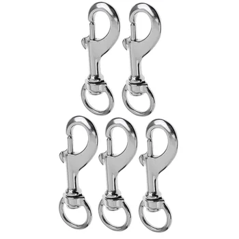 

5 Set Swivel Eye Bolt Snap, Scuba Diving Clip Hook Buckle for Dive Hose, Stage, Torch, Reel - Strong & Sturdy