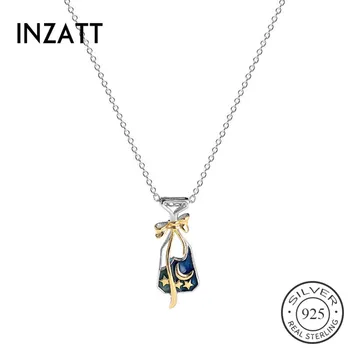 

INZATT Real 925 Sterling Silver Wishing bottle Choker Pendant Necklace For Fashion Women party Fine Jewelry cute Accessories