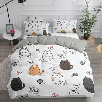 

Cartoon Bedding Set Cute Cats Printed 3D Duvet Full Queen King