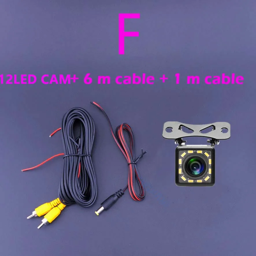 H-12LED CAM-6M-1M Автомобильная камера заднего вида угол HD светодиодный свет ночного заднего вида камера 12 В универсальная парковочная камера водонепроницаемая HD изображение - Название цвета: H-12LED CAM-6M-1M
