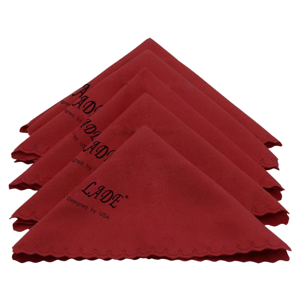 Lovoski 5x Cleaning Cloth Polish Cloth for Musical Instrument 25cm Wine Red
