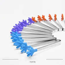 1 шт. щипцы для сервировки салата и барбекю, нержавеющая сталь, ручка, посуда, креативная ручная форма, кухонные инструменты для приготовления пищи, мини силиконовый зажим для еды