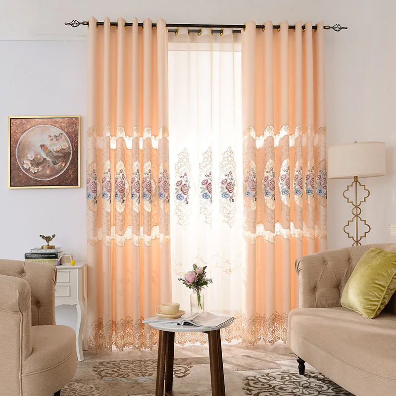 

Chenille High Shading Embroidery Curtains for Living Dining Room Bedroom.