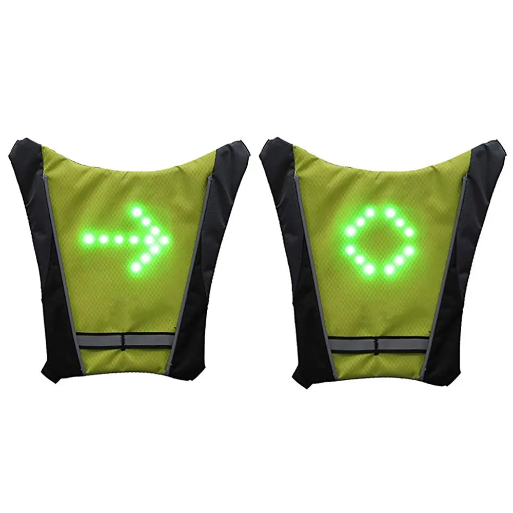 

Bicycle LED Light Warning Backpack Flashing Turn Light Vest Lamp Riding Backpack Wireless with Remote Control for Traveling