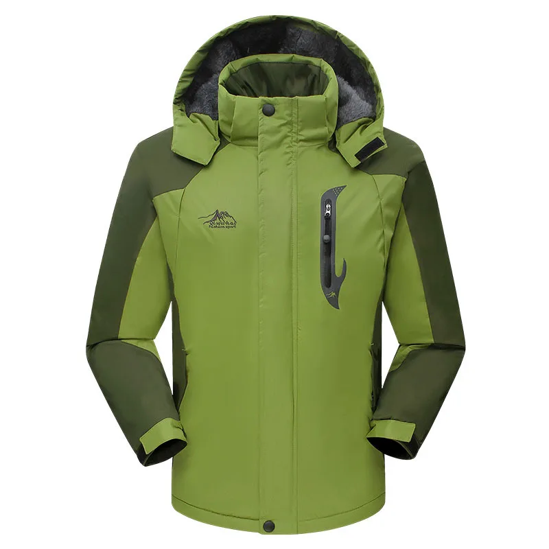 Autumn and winter couple mountaineering warm windproof hooded solid color clothing outdoor riding cold men and women