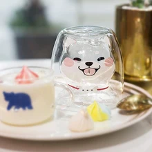 Чашка Сиба ину Термостабильная двойная стеклянная чашка для домашних животных чашка для молока чашка для завтрака для детей