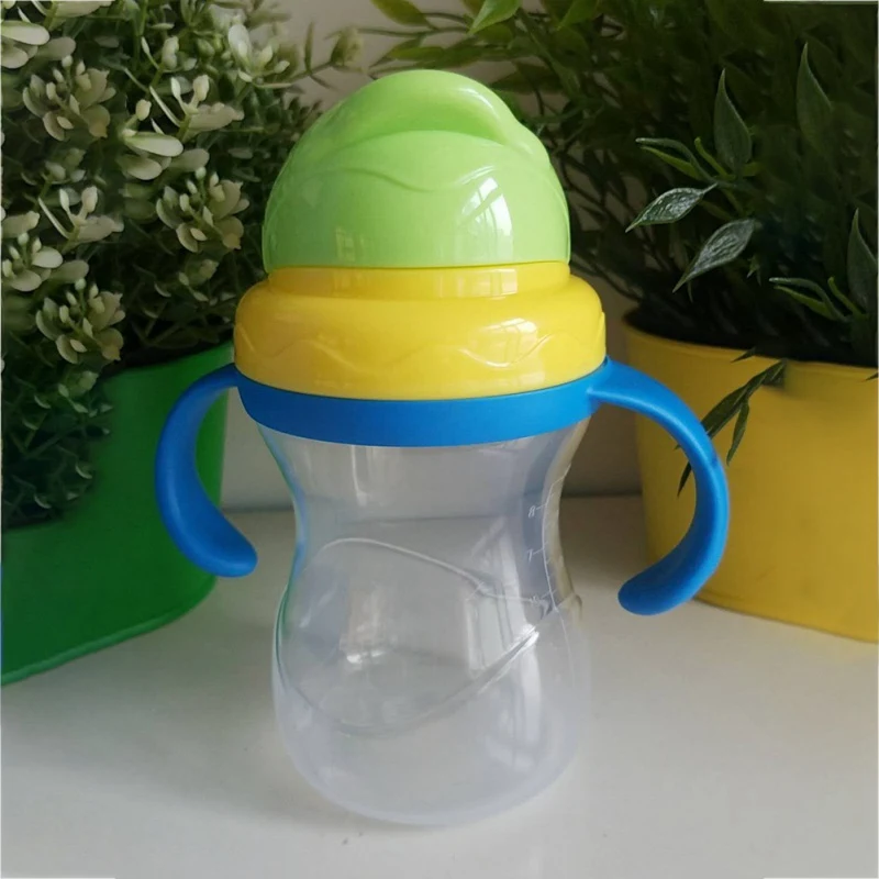 Новые детские герметичные бутылочки для кормления, Тренировочная бутылочка с трубочкой для питья, детская чашка с ручкой из силикагеля